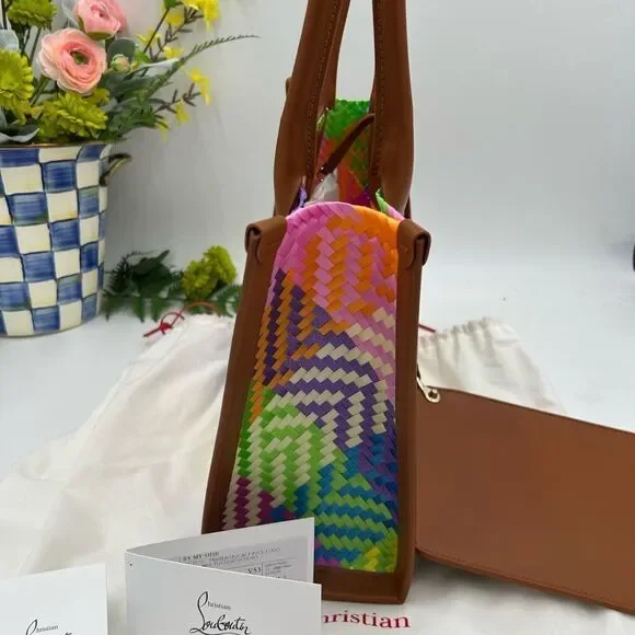 Women’s Christian Louboutin side-by-side tote with removable pouch made in Italy - Picture 4 of 12